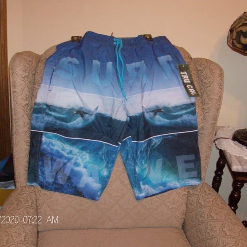 true cal blue gray surf ocean waves swimming suits